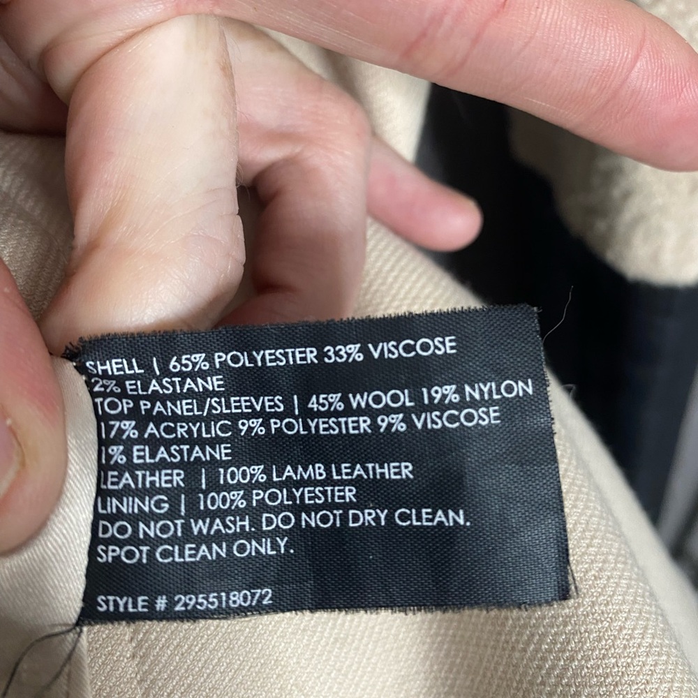 Club Monaco Cream Wool Blend Leather Cuff Pea Coat Women's Small - Picture 5 of 8